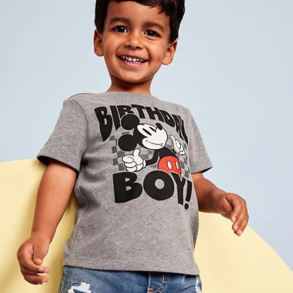 Disney Birthday Mickey Mouse Graphic T-Shirt for Toddler Boys